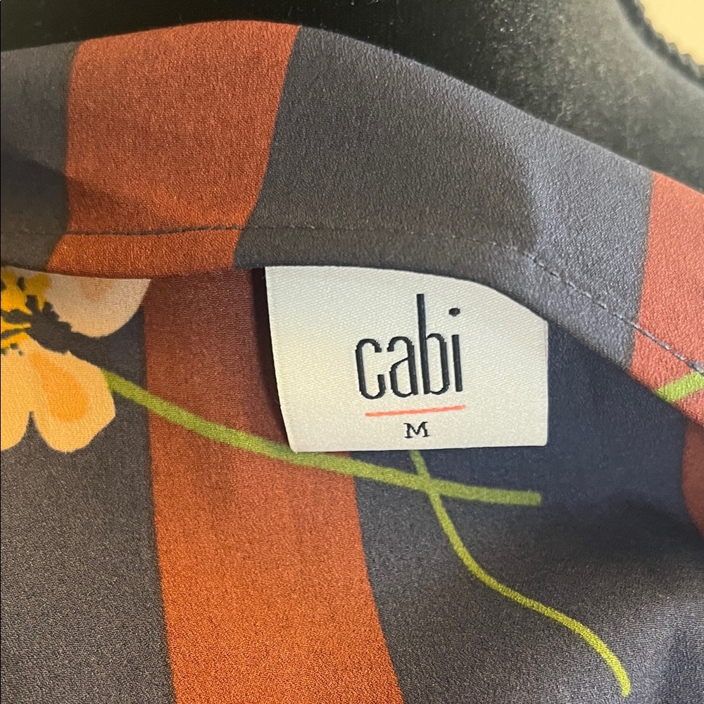 CAbi Navy and Brown Floral Buttoned Down Blouse - Picture 2 of 6